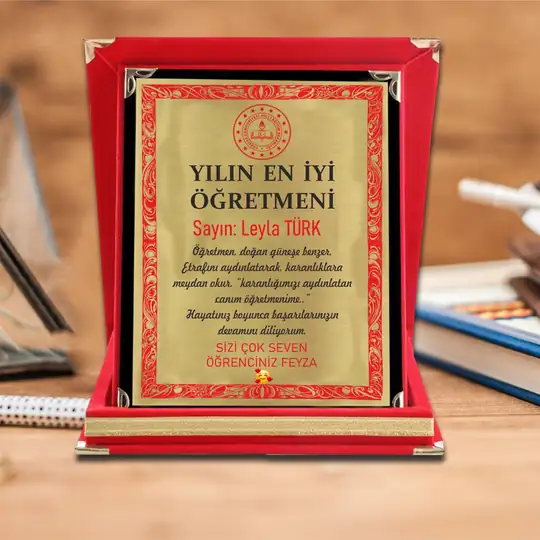  Öğretmen Plaketi – Kırmızı Kutu Tasarım - Üstün Baskı Merkezi