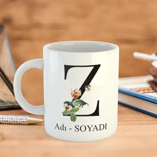ÇİÇEKLİ Z HARFLİ KUPA BARDAK