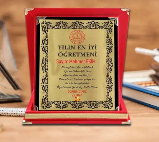 Öğretmen Plaketi – Kırmızı Kutu Tasarım - Üstün Baskı Merkezi